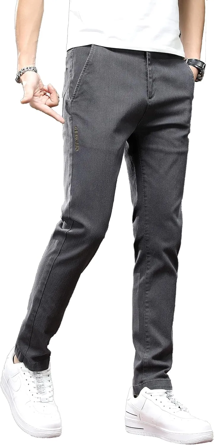 Men's Slim Fit Casual Pants Cotton Wrinkle-Resistant Black Pants