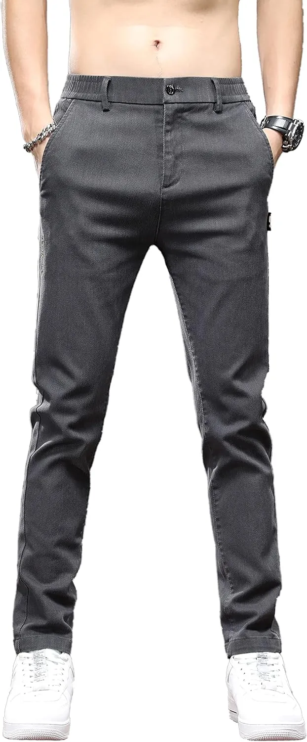 Men's Slim Fit Casual Pants Cotton Wrinkle-Resistant Black Pants