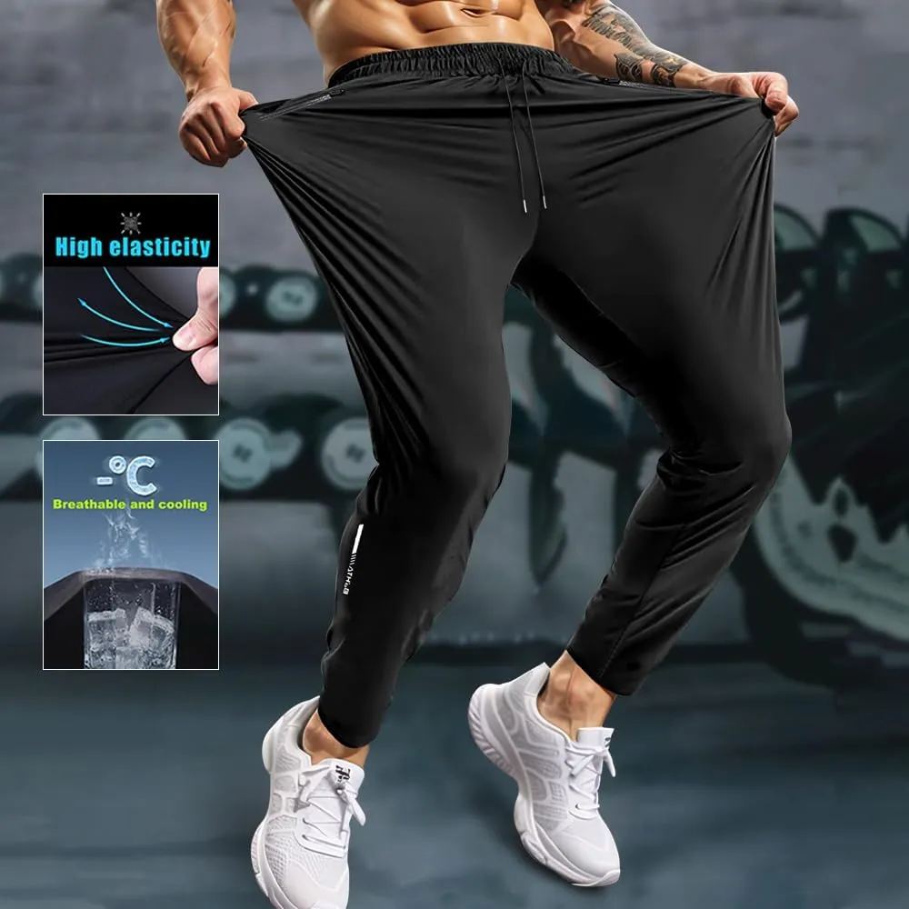 Men's Sweatpants Lightweight Active Pants Quick Dry for Running 、Jogging 、Yoga、Golf with Zipper Pockets