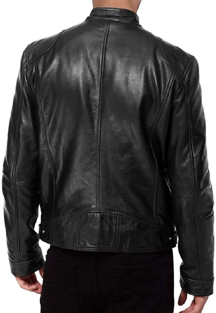 Men's SWORD Genuine Lambskin Leather Biker Jacket