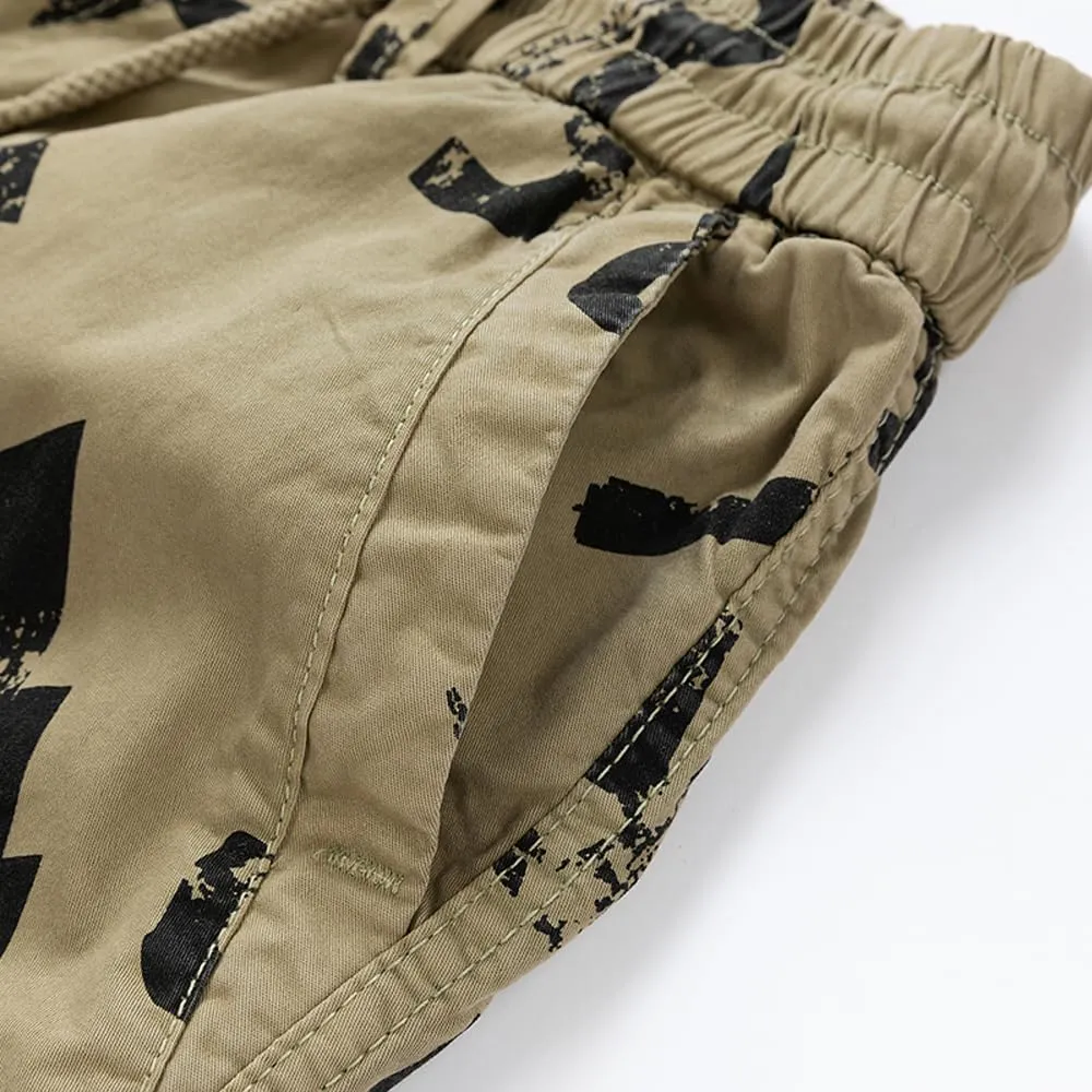 Men's Tactical Cargo Shorts Regular Fit - Summer Cotton Casual Shorts with Letter Print