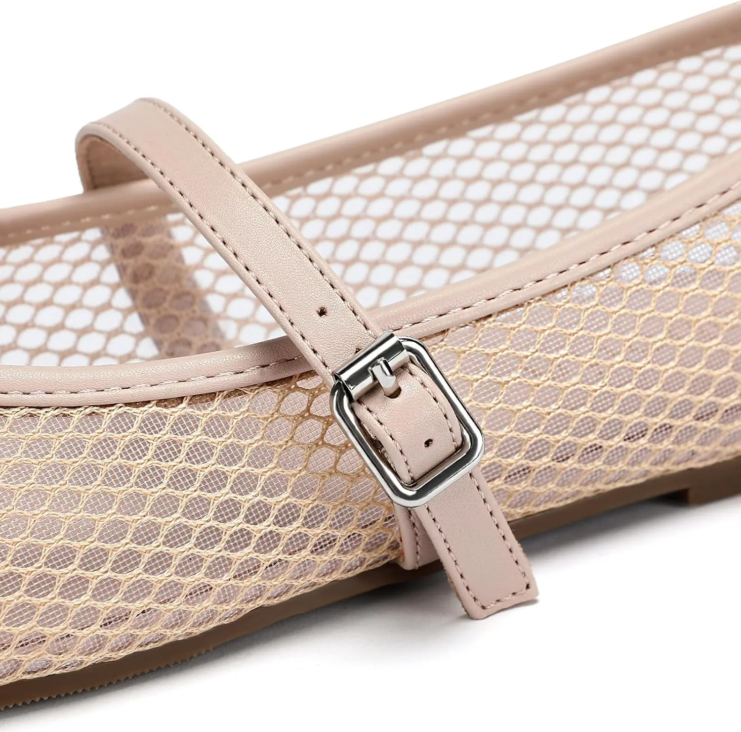 Mesh Ballet Flats for Women Round Toe Mary Jane Shoes Sexy Fishnet Trendy Dressy Ballerina Flat Shoes 2025