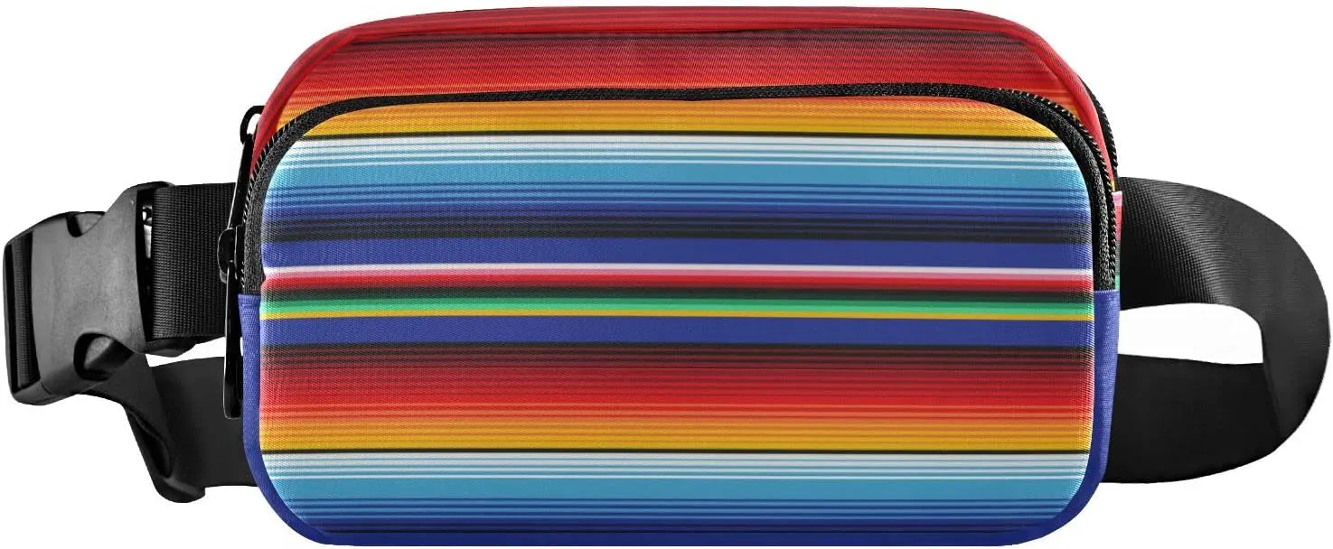 Mexican Serape Blanket Stripes Fanny Pack for Women Men Crossbody Belt Bag Fashion Waist Packs Purse with Adjustable Strap Dupes for Shopping Traveling