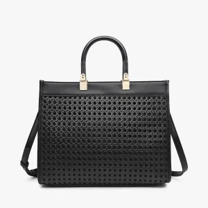 Mia Lg Rattan Tote w/ Long Strap & Dual Handles