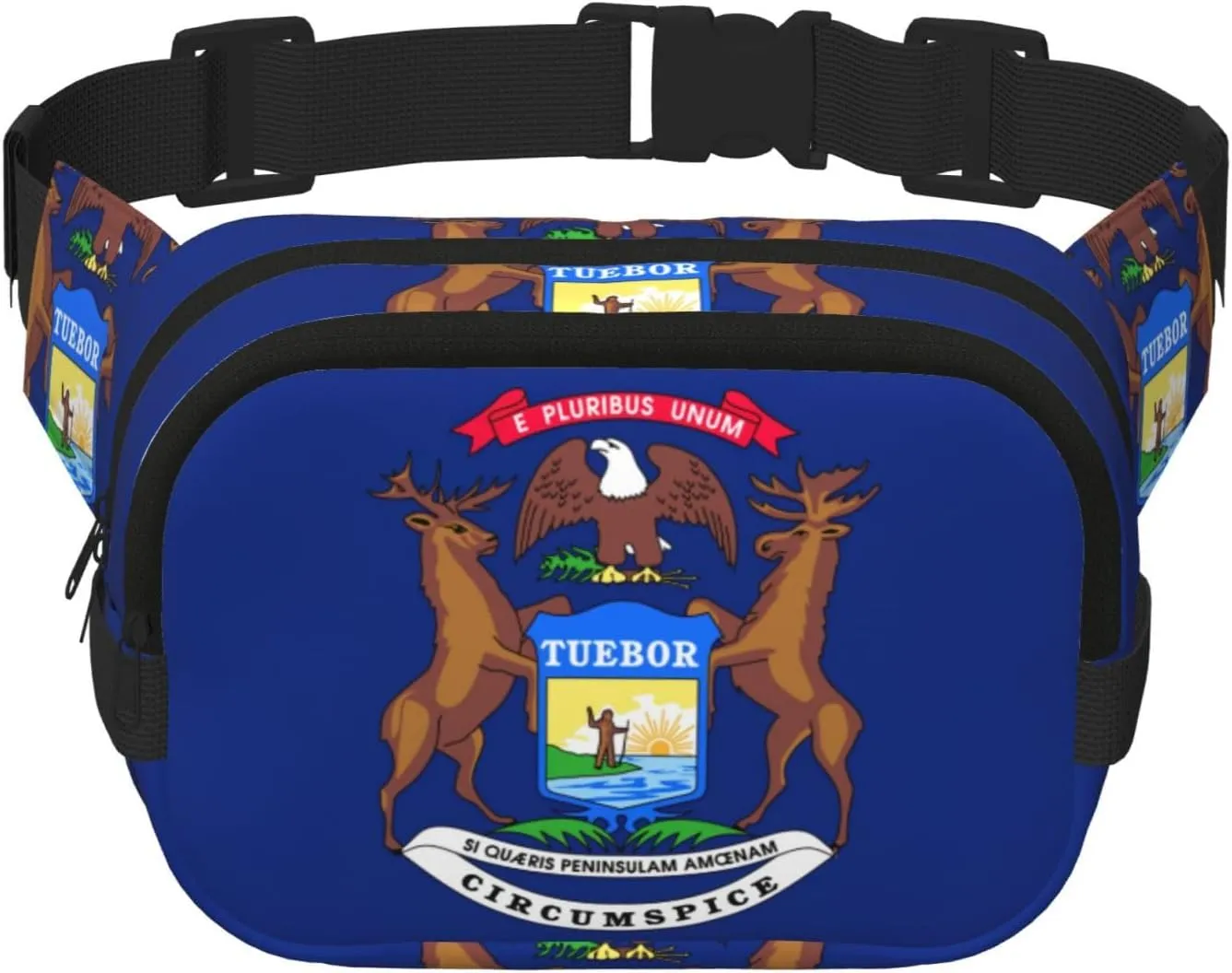 Michigan State Flag print Belt Bag with Pockets,Fanny Packs for Women Men, Fashion Crossbody Bags,Waist Packs