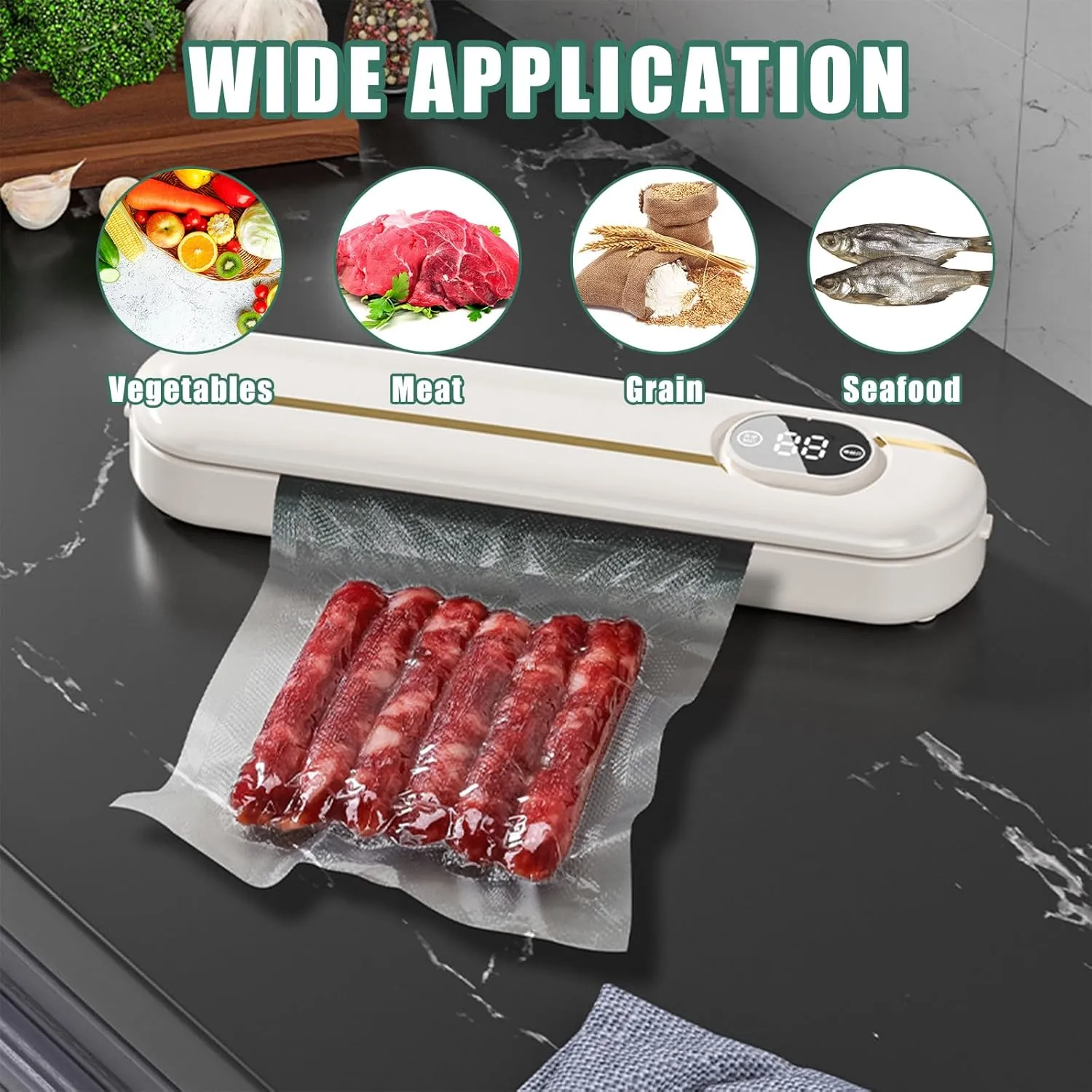 Mini Bag Sealer 11Inch,Mini Heat Sealer,Heating Quick Sealer For Food Bag,Portable Handheld Bag Resealer Machine For Chips and Snacks Bags Freshness (Creamy white)
