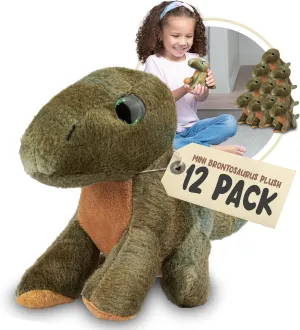 Mini Brontosaurus Toys, 12 Pack Stuffed Animals for Babies, Cute Dinosaur Decor for Girls & Boys, Cute Stuffed Animals Figures for Party Favors, Goody Bags, Prizes (Brontosaurus)
