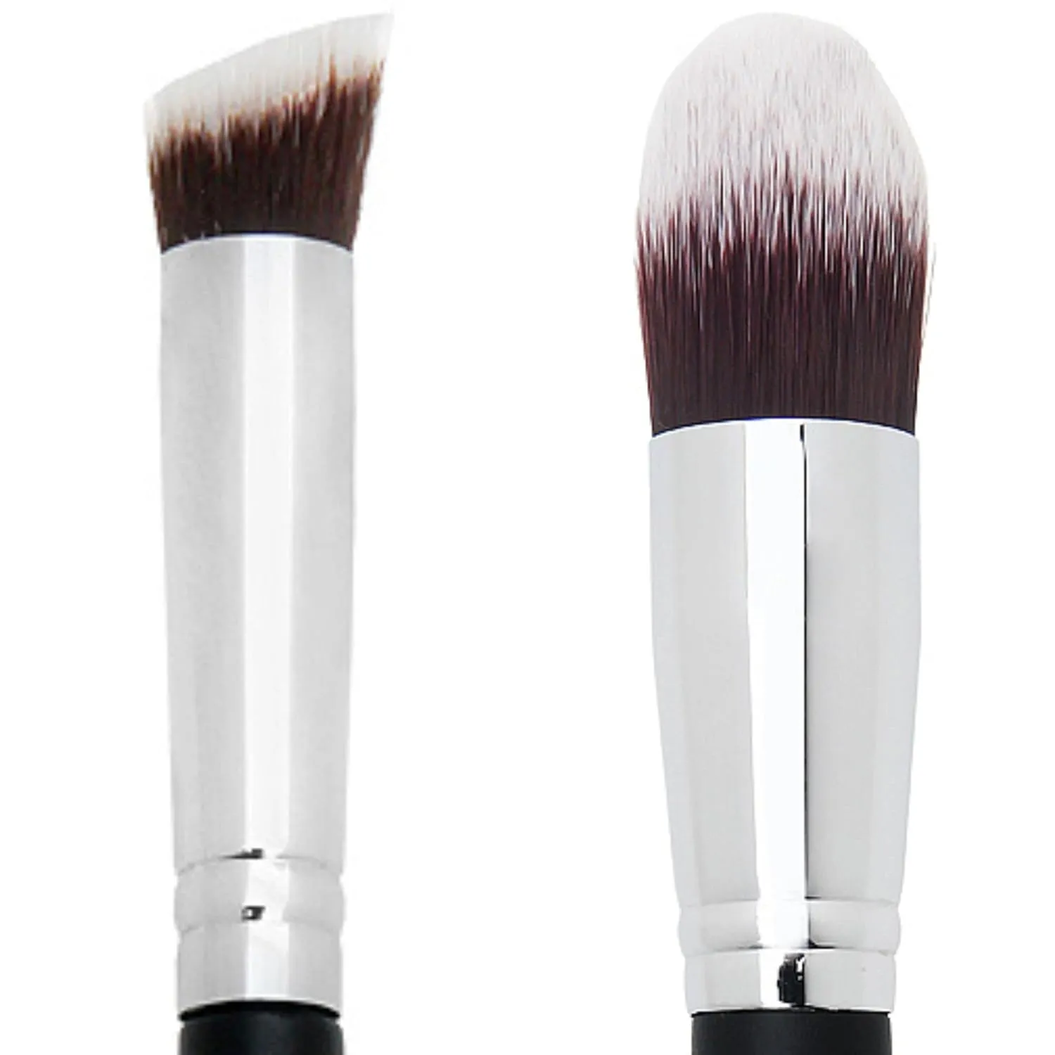 Mini Flat Angle Contouring Brush   Tapered Kabuki Under Eye Concealer Brush - Beauty Junkees Soft Synthetic Bristles for Applying, Blending, Buffing, Sculpting Powder, Liquid, Cream, Cruelty Free