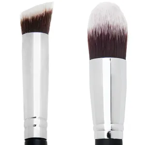 Mini Flat Angle Contouring Brush   Tapered Kabuki Under Eye Concealer Brush - Beauty Junkees Soft Synthetic Bristles for Applying, Blending, Buffing, Sculpting Powder, Liquid, Cream, Cruelty Free
