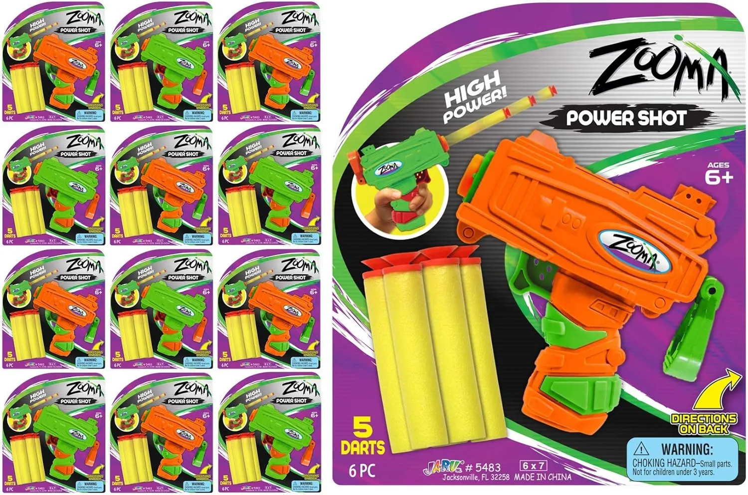 Mini Foam Dart Gun (12 Toy Gun Pistol) w/ 5 Refill Soft Bullet Foam Darts for Kids. Fidget Gun Toy, Bulk Party Favors for Boys, Treasure Chest Toys. 5483-12s
