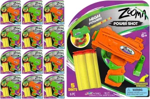 Mini Foam Dart Gun (12 Toy Gun Pistol) w/ 5 Refill Soft Bullet Foam Darts for Kids. Fidget Gun Toy, Bulk Party Favors for Boys, Treasure Chest Toys. 5483-12s