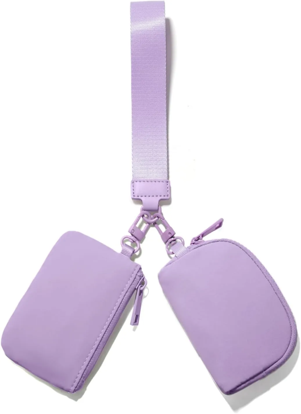 Mini Zip Around Wristlet Wallets for Women Small Portable Coin Purse Dual Pouch Keychain Wristlet Preppy Things Cute Stuff Gifts for Teen Girls (Lavender)
