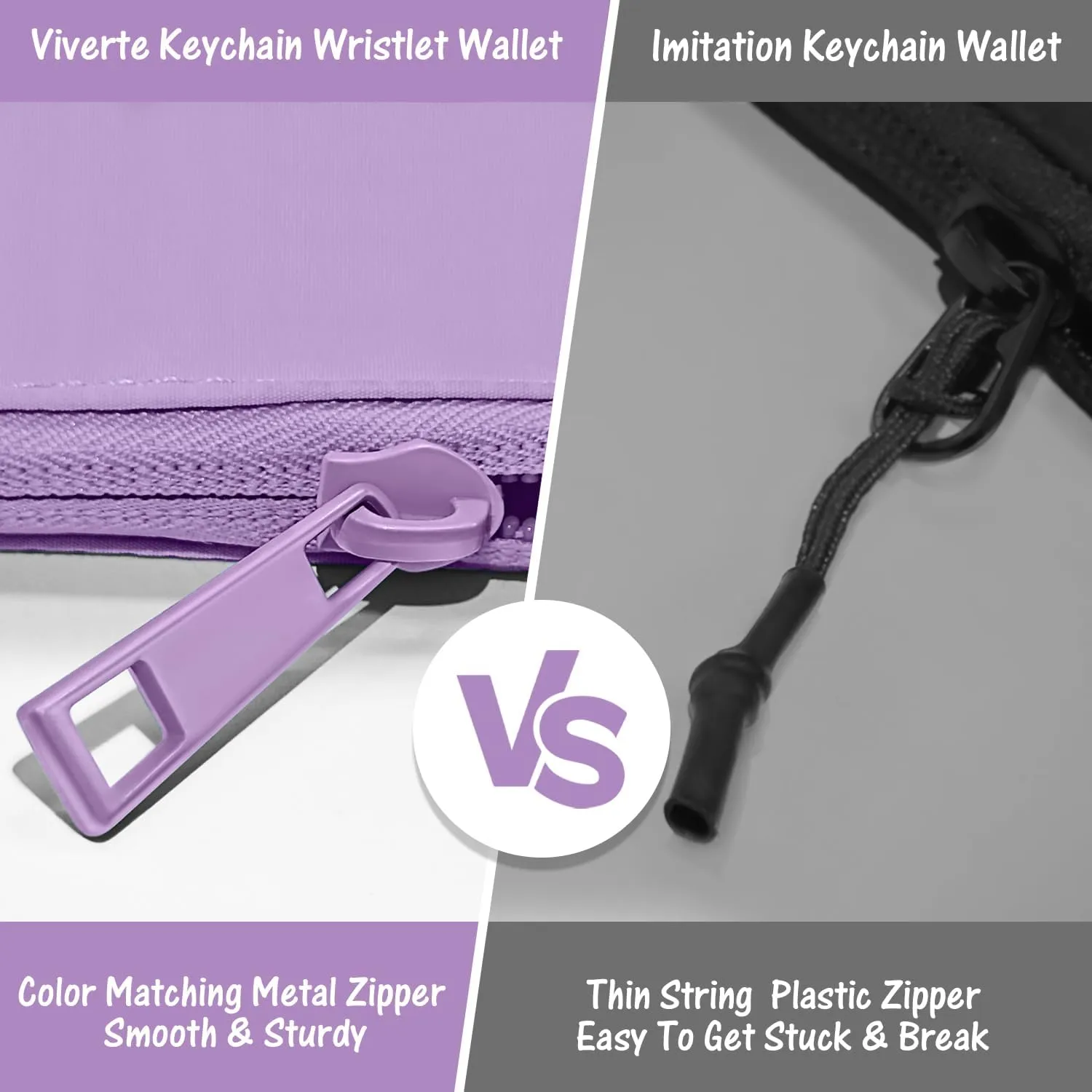 Mini Zip Around Wristlet Wallets for Women Small Portable Coin Purse Dual Pouch Keychain Wristlet Preppy Things Cute Stuff Gifts for Teen Girls (Lavender)