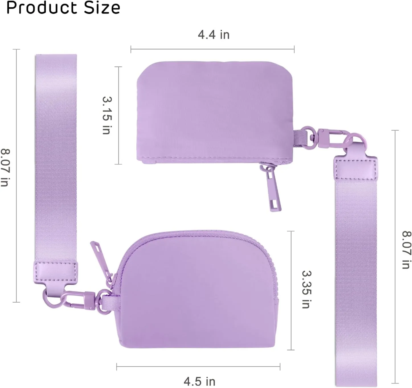 Mini Zip Around Wristlet Wallets for Women Small Portable Coin Purse Dual Pouch Keychain Wristlet Preppy Things Cute Stuff Gifts for Teen Girls (Lavender)