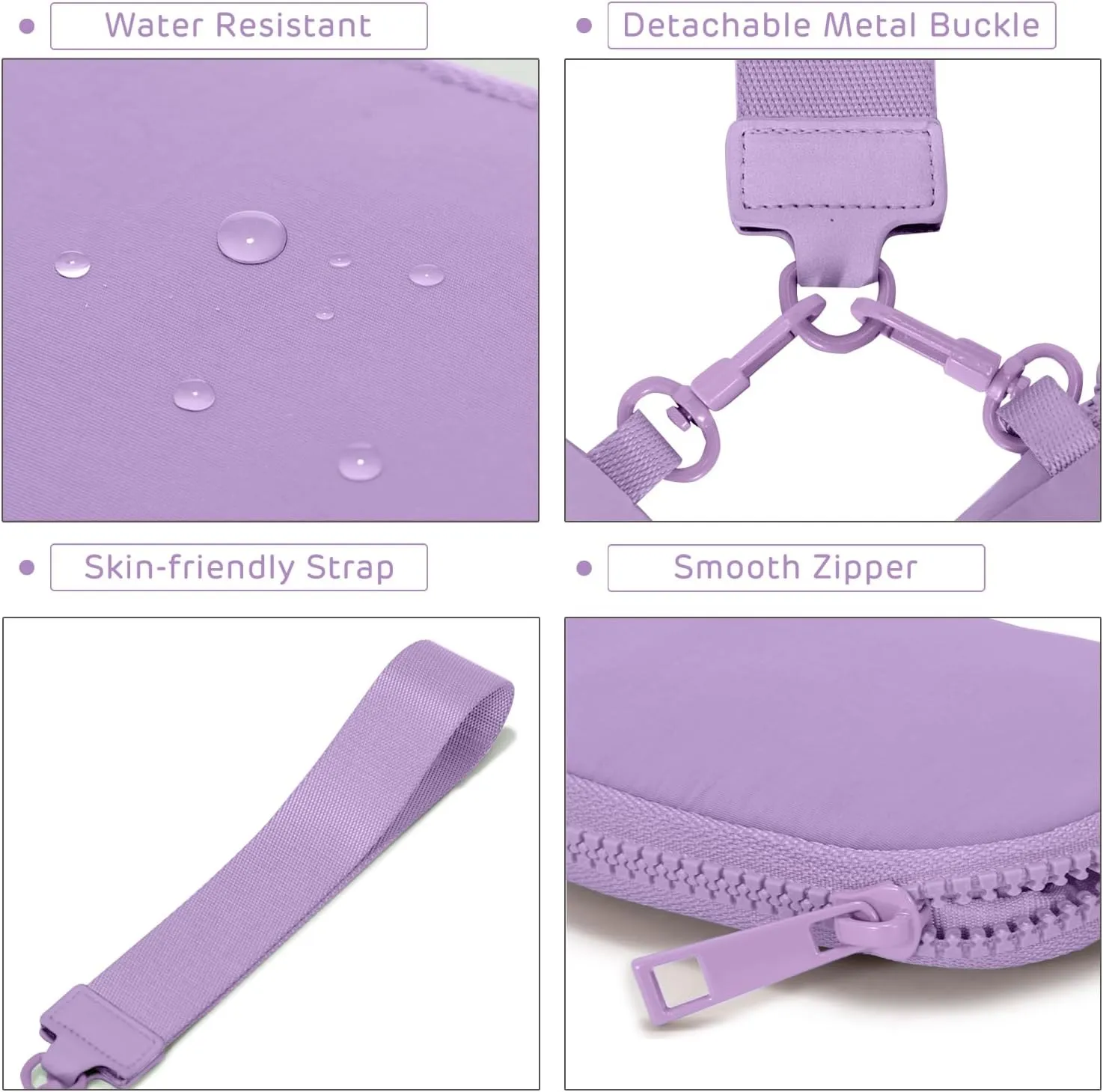 Mini Zip Around Wristlet Wallets for Women Small Portable Coin Purse Dual Pouch Keychain Wristlet Preppy Things Cute Stuff Gifts for Teen Girls (Lavender)