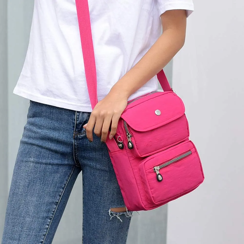 MINTEGRA Crossbody Bag for Women Multi Pockets Shoulder Messenger Purse Nylon Waterproof Cosmetic Bag