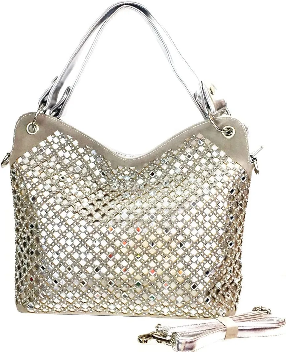 Mirror Double Handles Bling Purse