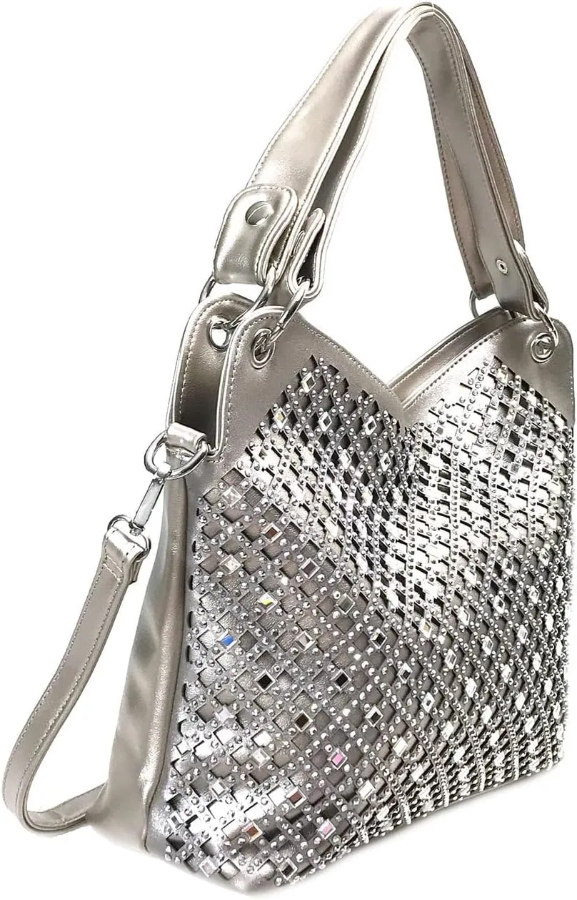 Mirror Double Handles Bling Purse