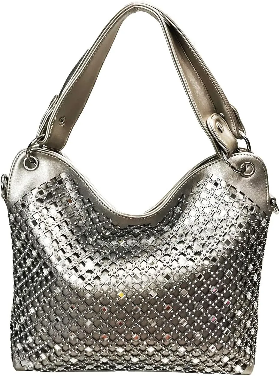 Mirror Double Handles Bling Purse