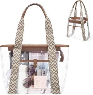 Missnine Clear Tote Bag for Women Clear Bag for Stadium Events with Zipper for Sports Events, Concerts, Work, Beach