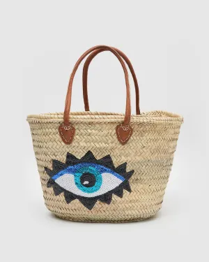 Miz Casa & Co Lana Evil Eye Basket Bag Brown