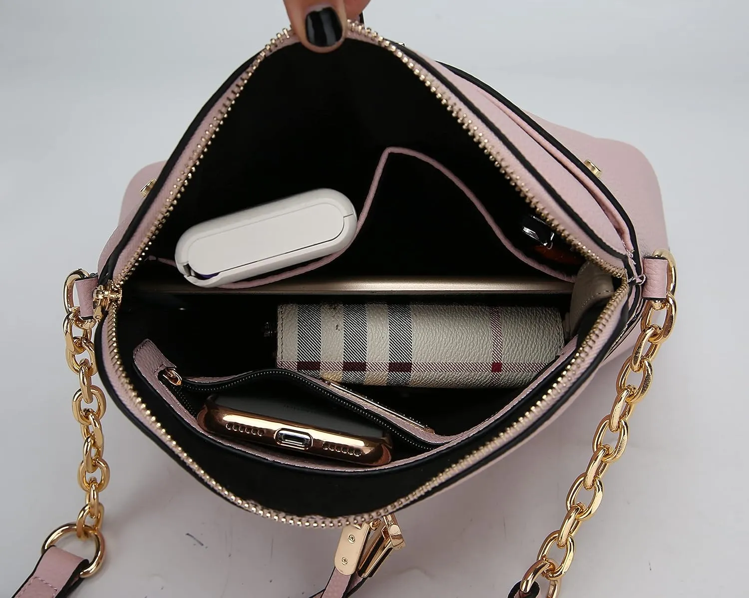 MKF Collection Crossbody Bag for Women, Vegan Leather Multi Pocket Messenger Purse, Shoulder Bag By Mia K