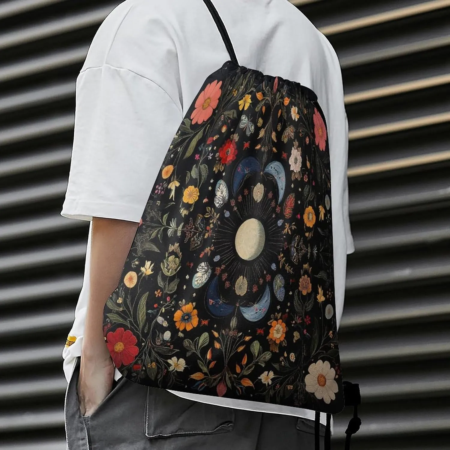 Modern William Morris Daisy Drawstring Backpack,Drawstring Sackpack Drawstring Bags Cinch Bags Sports