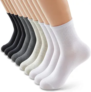 MONFOOT Women's 1/10 Pairs Comfortable Casual Cotton Quarter Crew Socks, multipack