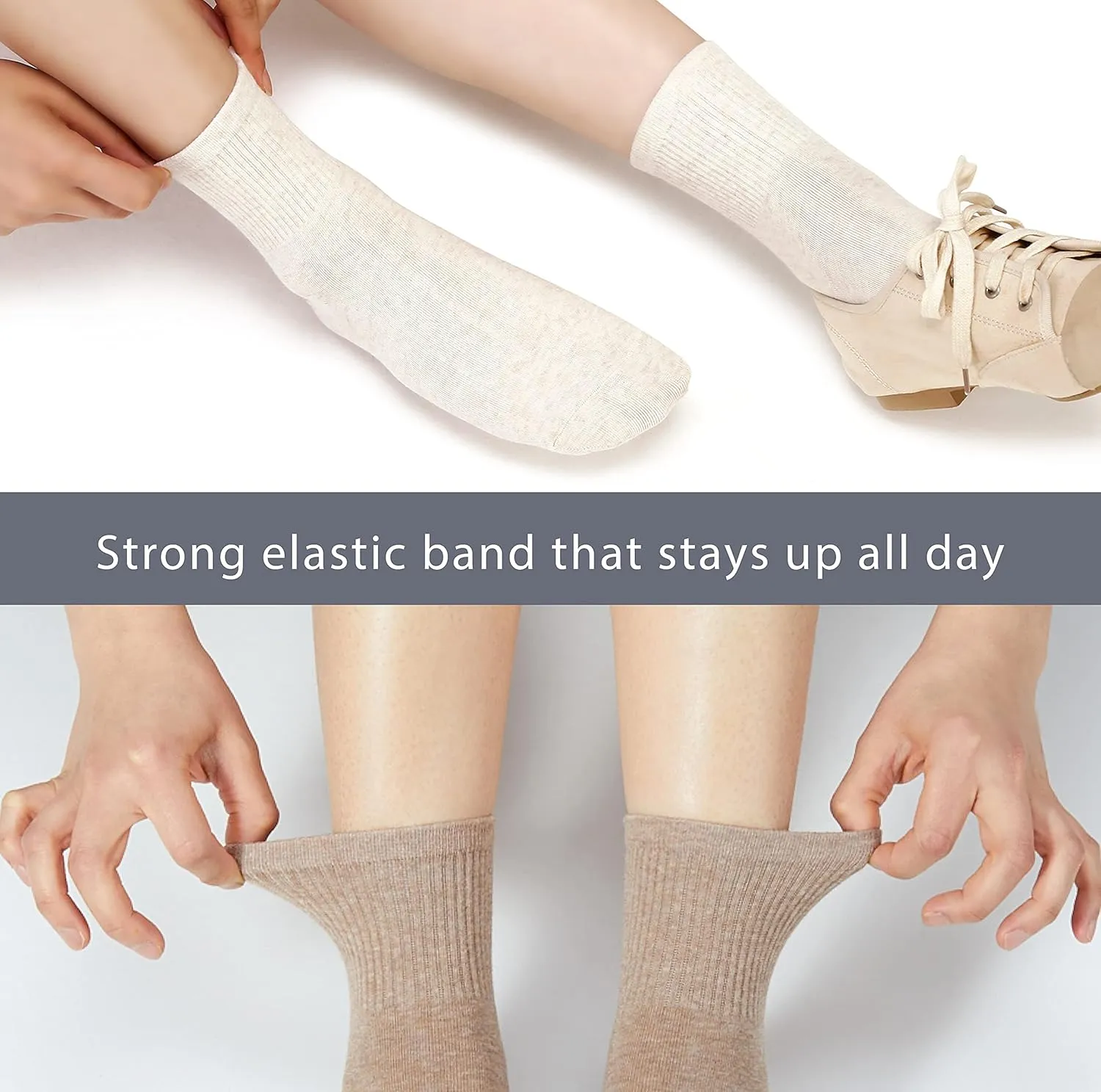 MONFOOT Women's 1/10 Pairs Comfortable Casual Cotton Quarter Crew Socks, multipack