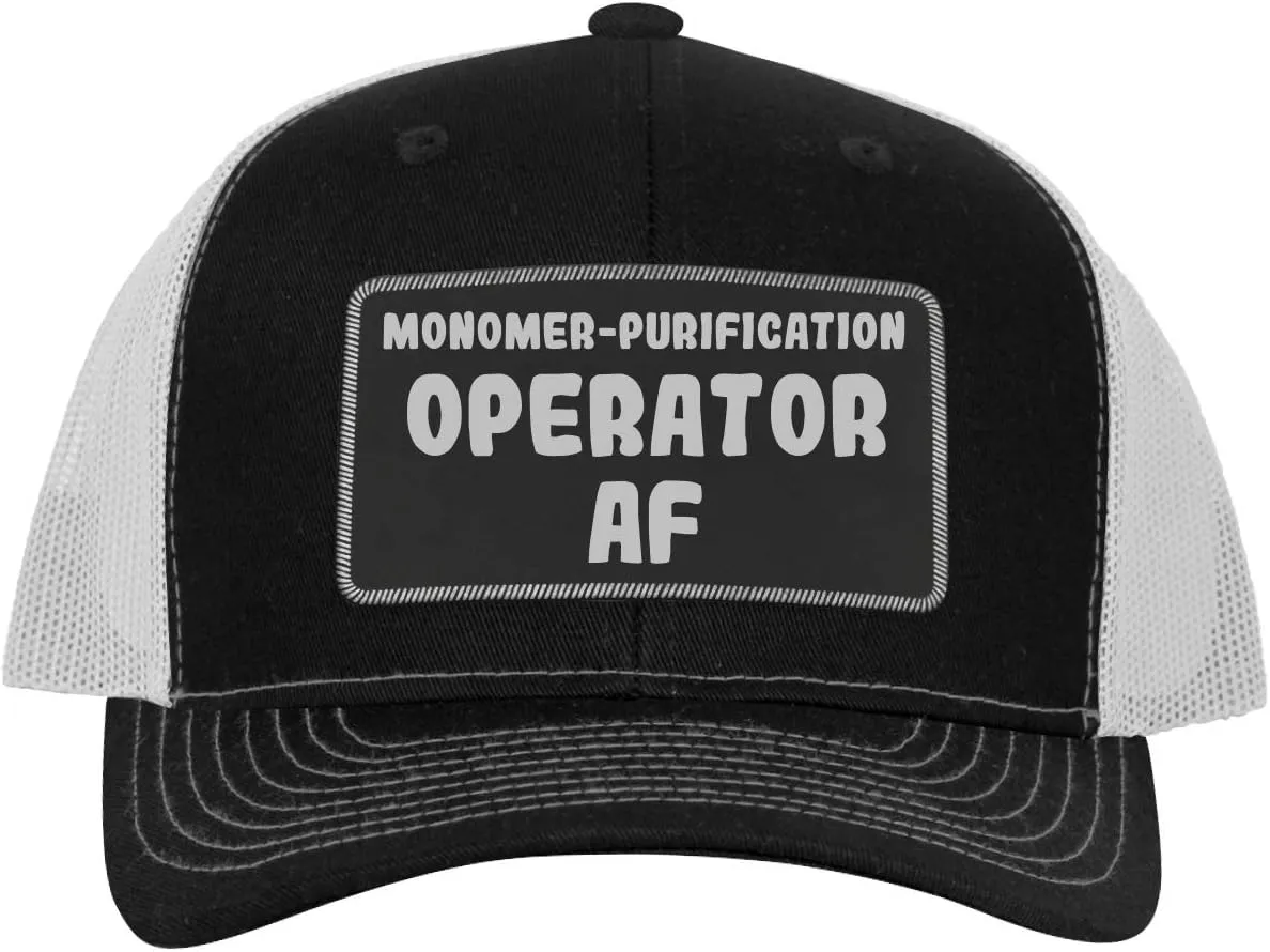 Monomer-Purification Operator AF - Leather Black Patch Engraved Trucker Hat