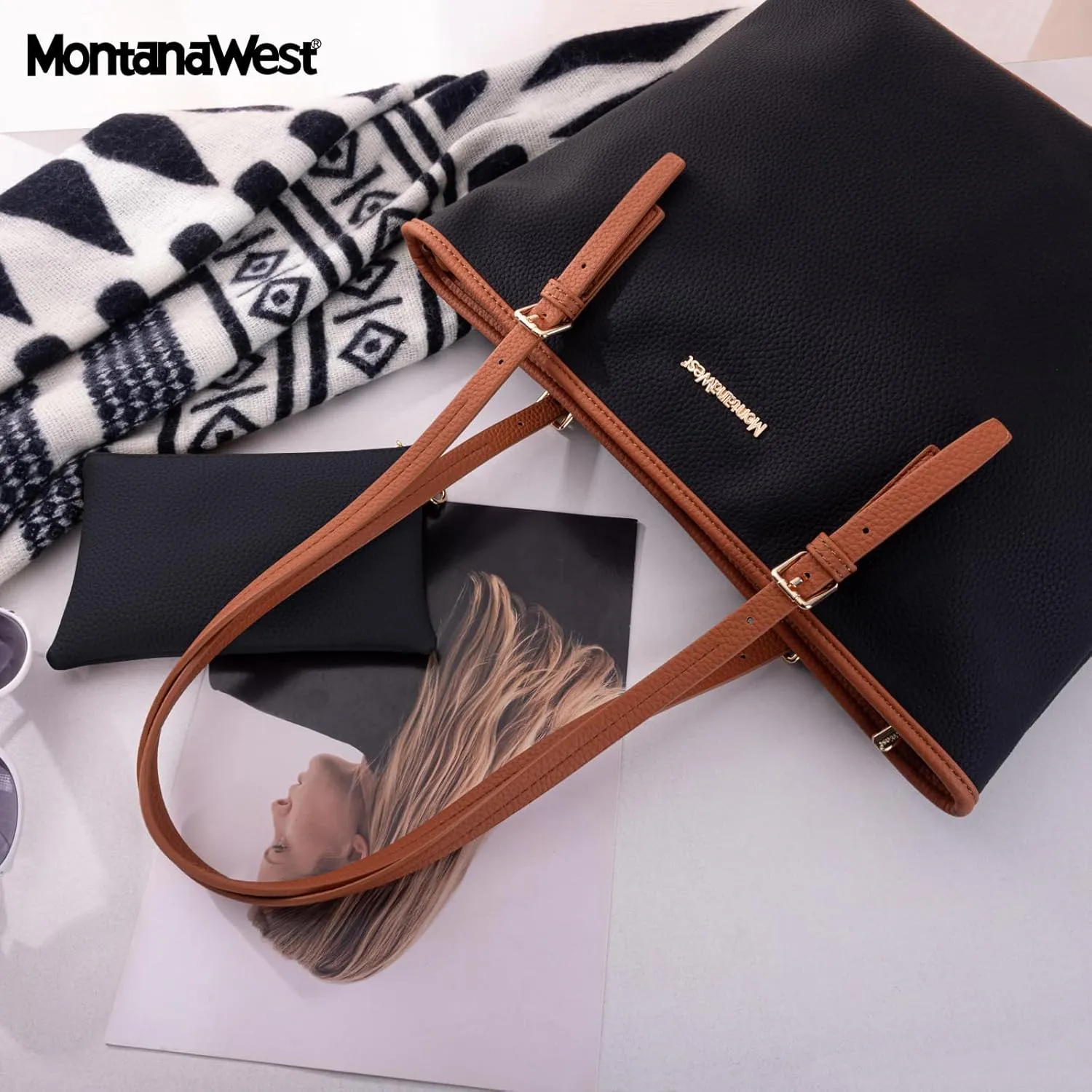 Montana West Tote Bags Vegan Leather Purses and Handbags for Women Top Handle Ladies Shoulder Bags