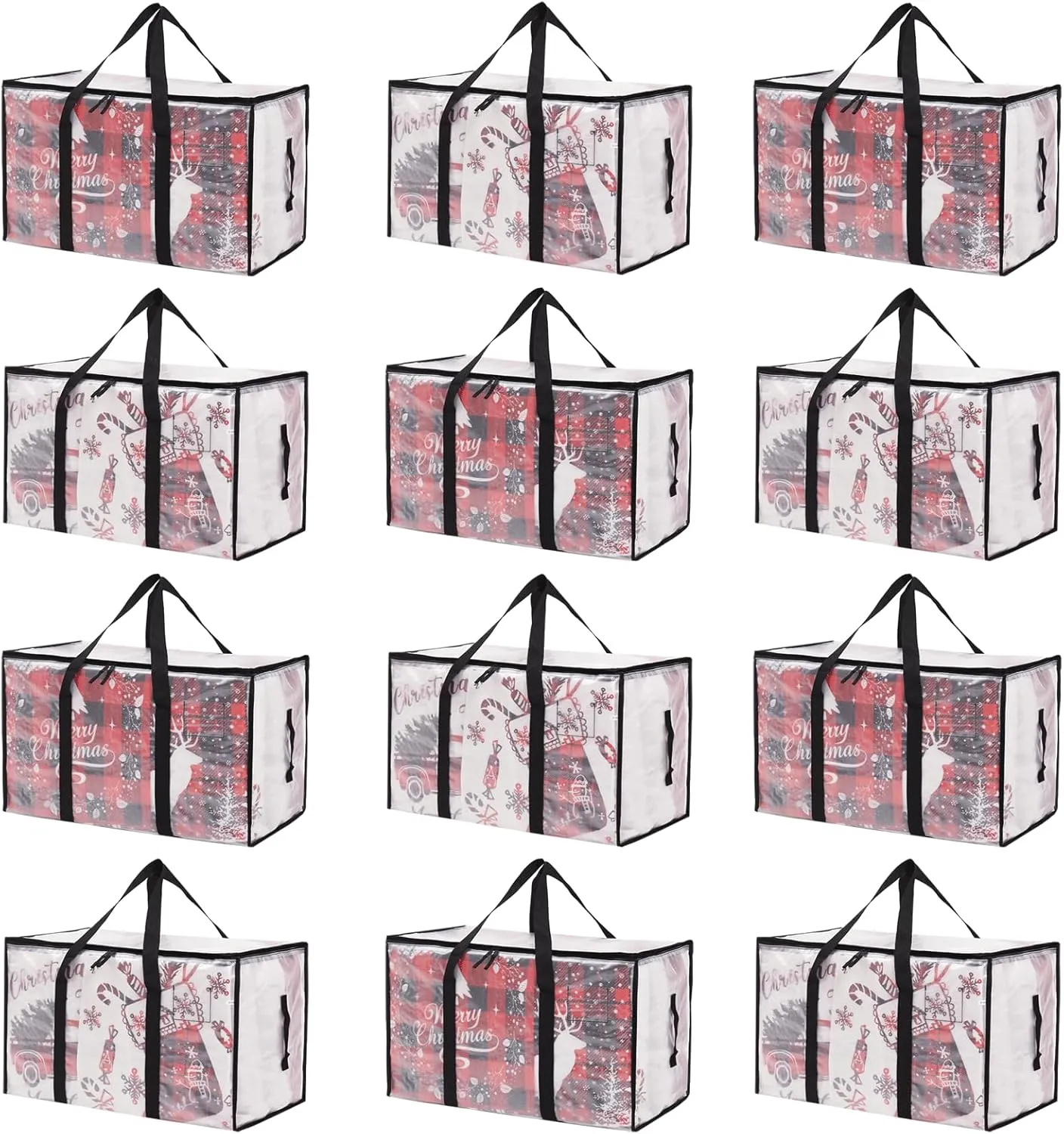 Moving Bags Heavy Duty Extra Large, Alternative for Moving Boxes & Moving Supplies,Clear Storage Bins with Lids, Plastic Packing Tote, Storage Bags for Clothes with Handles & Zippers(Clear, 12 Pack)