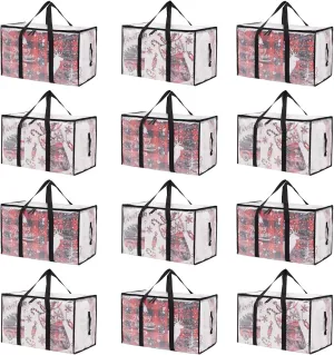 Moving Bags Heavy Duty Extra Large, Alternative for Moving Boxes & Moving Supplies,Clear Storage Bins with Lids, Plastic Packing Tote, Storage Bags for Clothes with Handles & Zippers(Clear, 12 Pack)