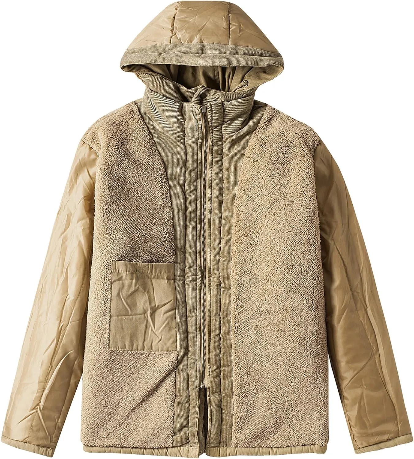 Mr.Stream Men's Winter Hooded Jacket Windproof Sherpa Lined Fleece Windbreaker Coat Outerwear Warm Parka