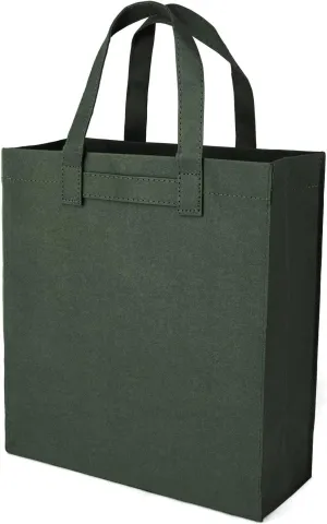 Muka Washable Kraft Paper Tote Bag, Reusable Grocery Bag, 11-3/4 x 12-5/8 x 3-1/2 Inch