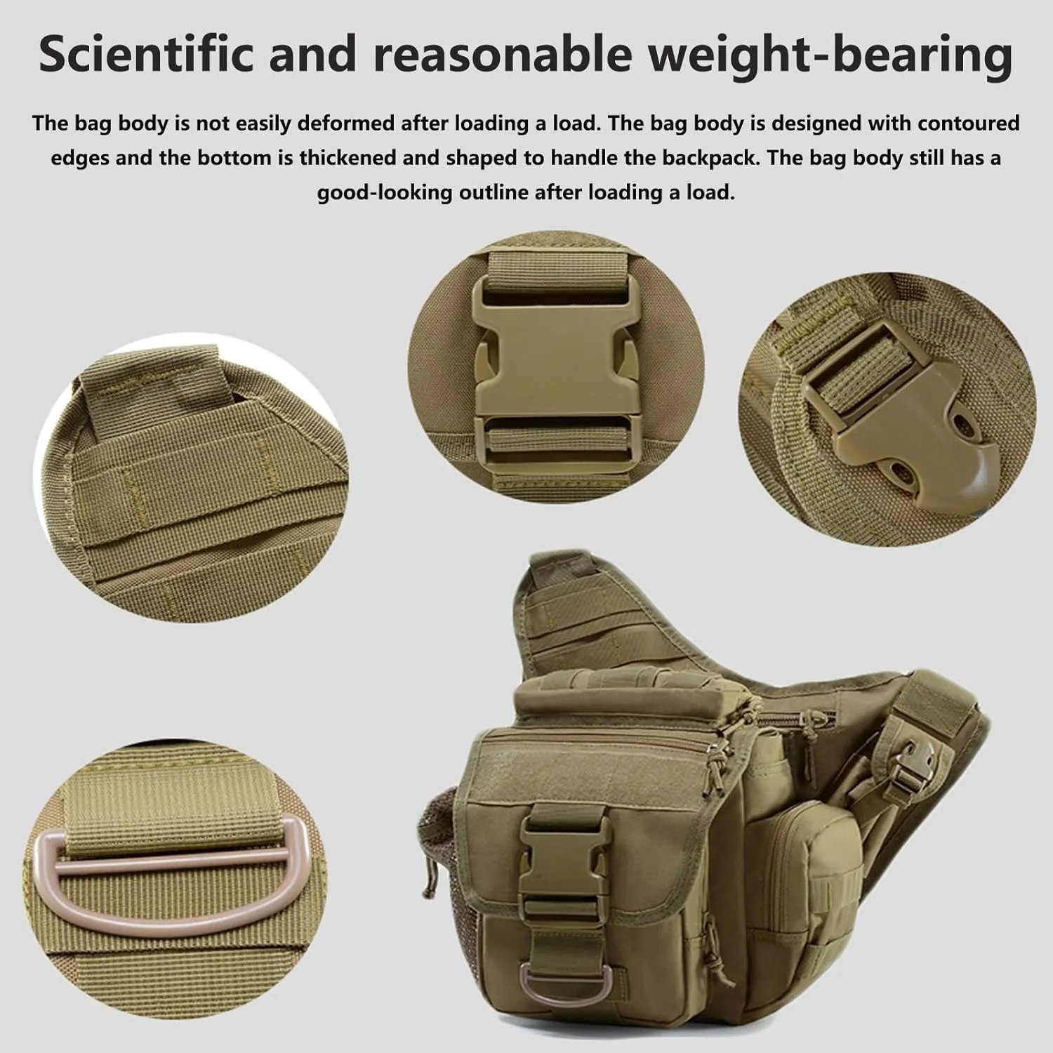 Multi-functional Outdoor Hiking Pack Tactical Messenger Range Bag,Hunting Backpack Tactical Military Bags Waterproof Daypack for 9.6L Capacity with Water Bottle Holder F