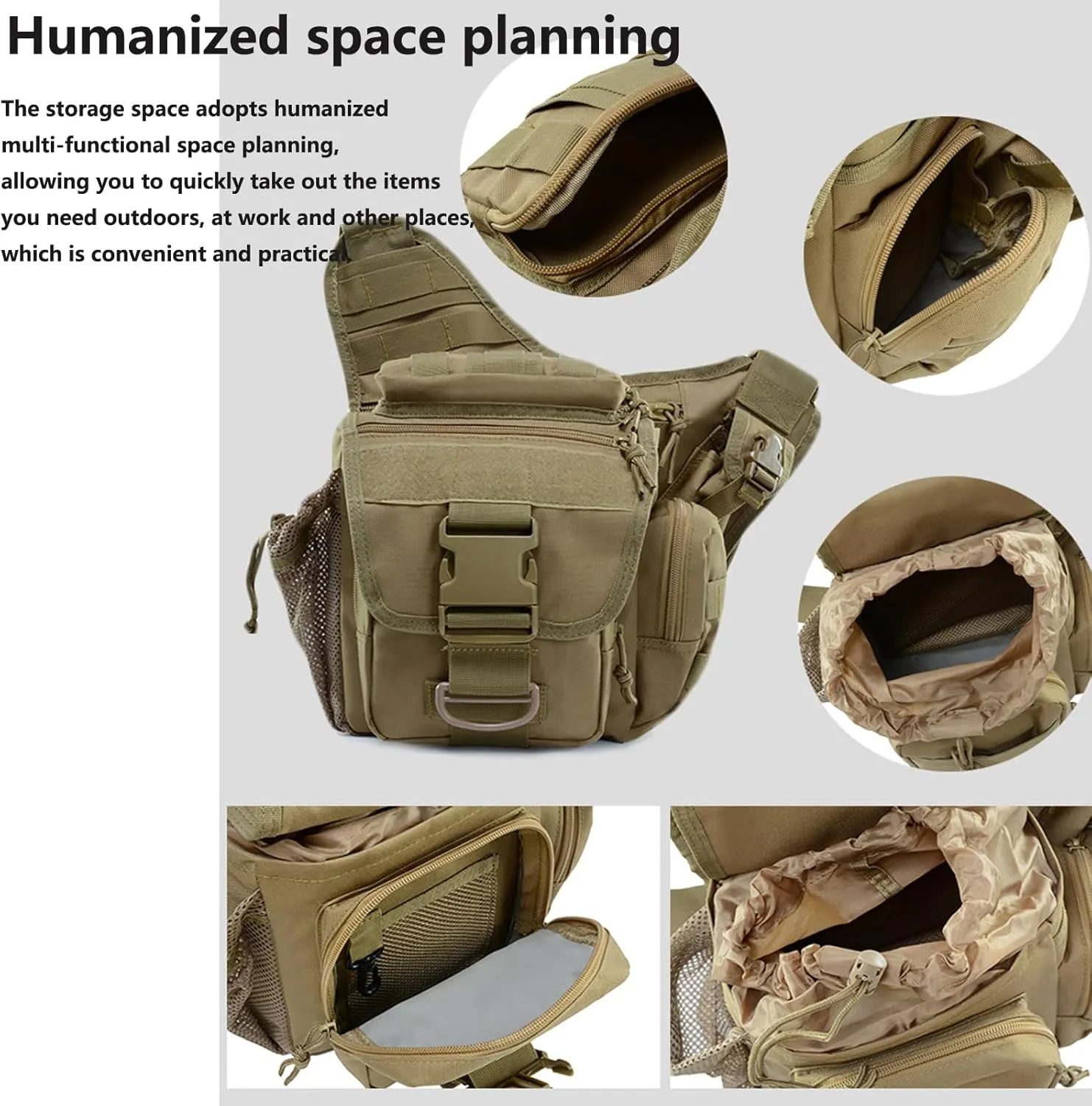 Multi-functional Outdoor Hiking Pack Tactical Messenger Range Bag,Hunting Backpack Tactical Military Bags Waterproof Daypack for 9.6L Capacity with Water Bottle Holder F