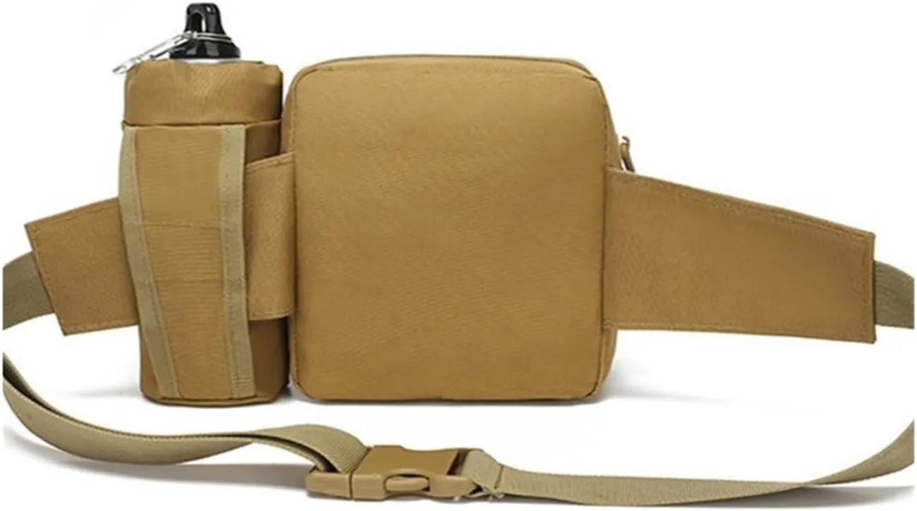 Multifunctional Water jug Waist Bag, Nylon Cloth Waterproof, Retractable Water jug Bag, Suitable for Outdoor Training and Cycling(Jungle Camouflage)