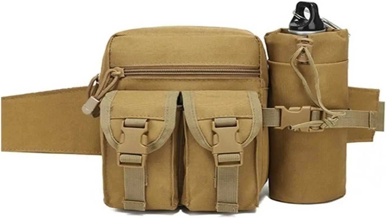 Multifunctional Water jug Waist Bag, Nylon Cloth Waterproof, Retractable Water jug Bag, Suitable for Outdoor Training and Cycling(Jungle Camouflage)