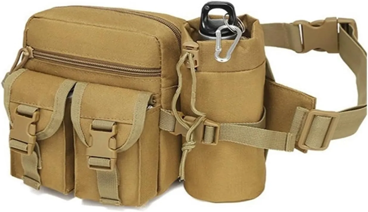 Multifunctional Water jug Waist Bag, Nylon Cloth Waterproof, Retractable Water jug Bag, Suitable for Outdoor Training and Cycling(Jungle Camouflage)