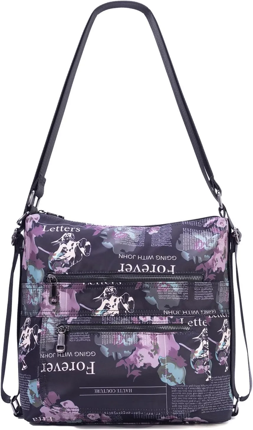 Multiple Compartments Satchel Handbags Waterproof Nylon Crossbody Bags for Women Adjustable Strap Tote for Ladies