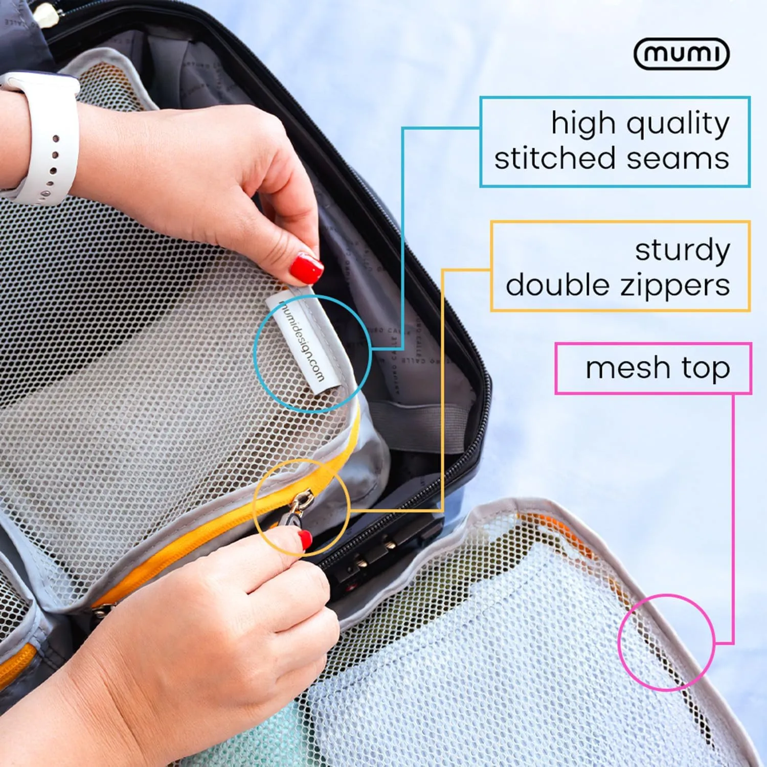 MUMI Packing Cubes – 5-Piece Compression Packing Cubes for Travel, Luggage Organizers for Suitcases, Carry-On Bags, Backpacks, and Duffel Bags – Space-Saving Travel Essentials - Aqua