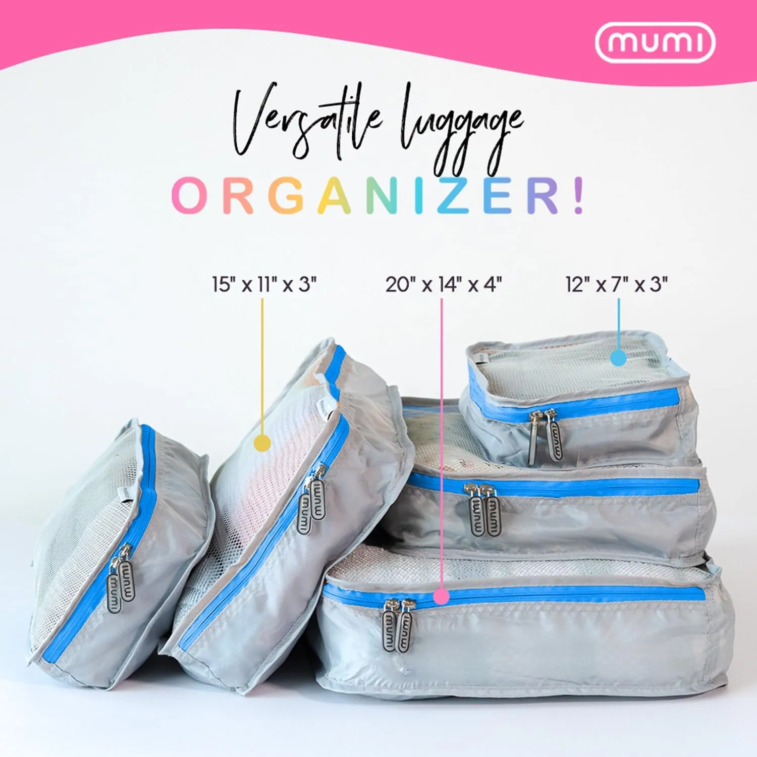 MUMI Packing Cubes – 5-Piece Compression Packing Cubes for Travel, Luggage Organizers for Suitcases, Carry-On Bags, Backpacks, and Duffel Bags – Space-Saving Travel Essentials - Aqua