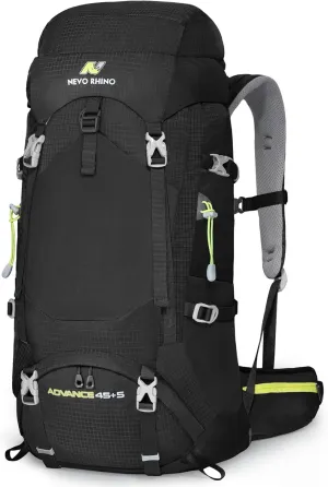 N NEVO RHINO Internal Frame Hiking Backpack 50/60/65/70/80L, Mountain Climbing Camping Backpack Daypack Waterproof Rain Cover