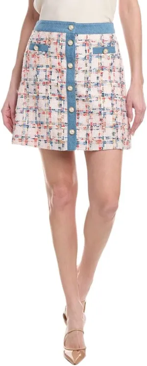 Nanette Nanette Lepore Womens Tweed Skirt, L, Pink