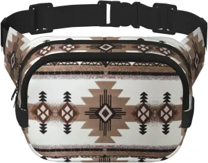 Native American Print Unisex Square Double Layer Waist Bag Crossbody Fanny Pack Travel Workout Accessory