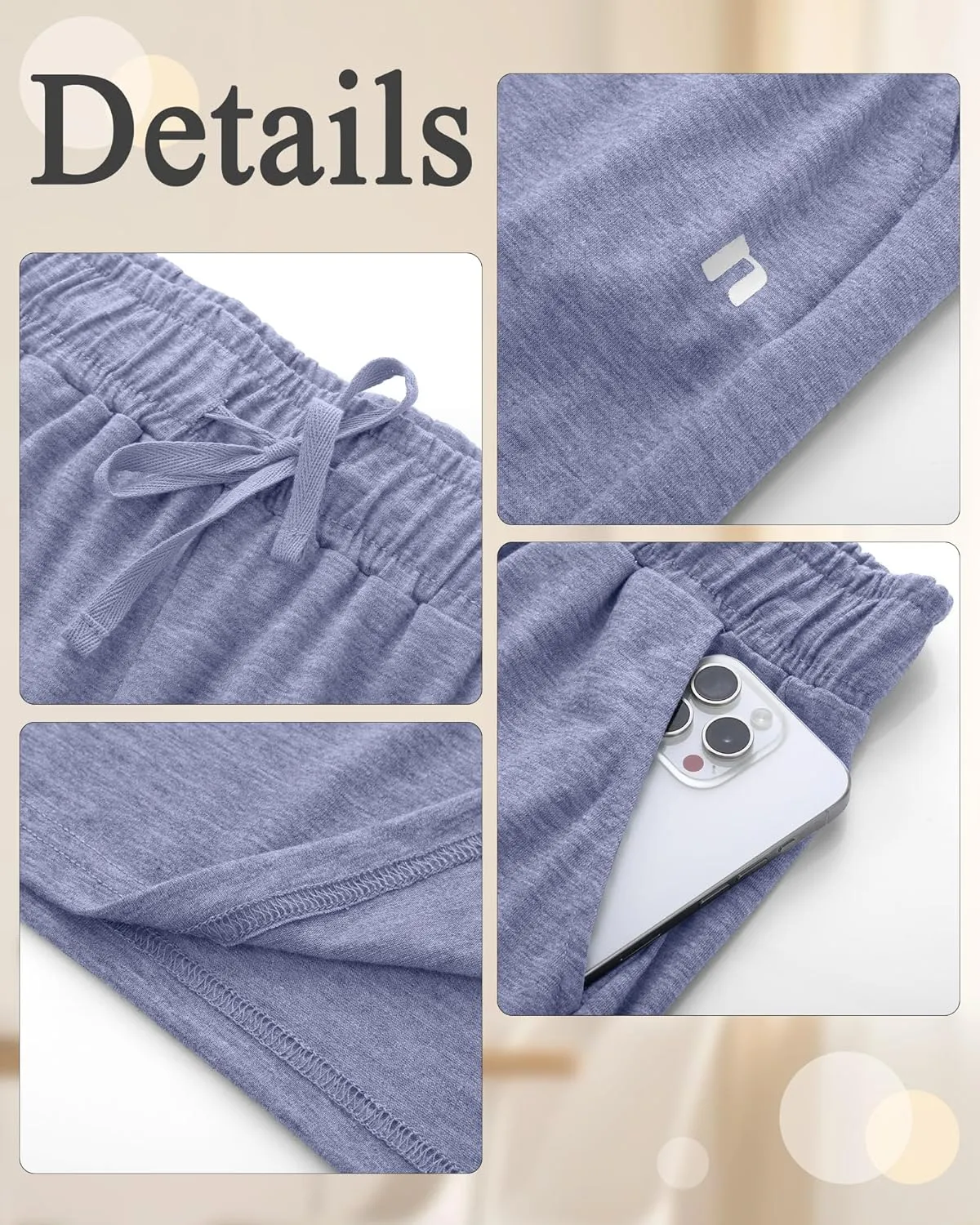 Neer 3 Pack Women's Plus Size Capris, Cotton Wide Leg Pants Casual Drawstring Capri Sweatpants Drawstring Pants with Pockets