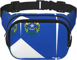 Nevada State Flag Map print Cute Large Black Fanny Packs for Women Cross Body Waist Bag Nylon Fashionable Fanny Pack