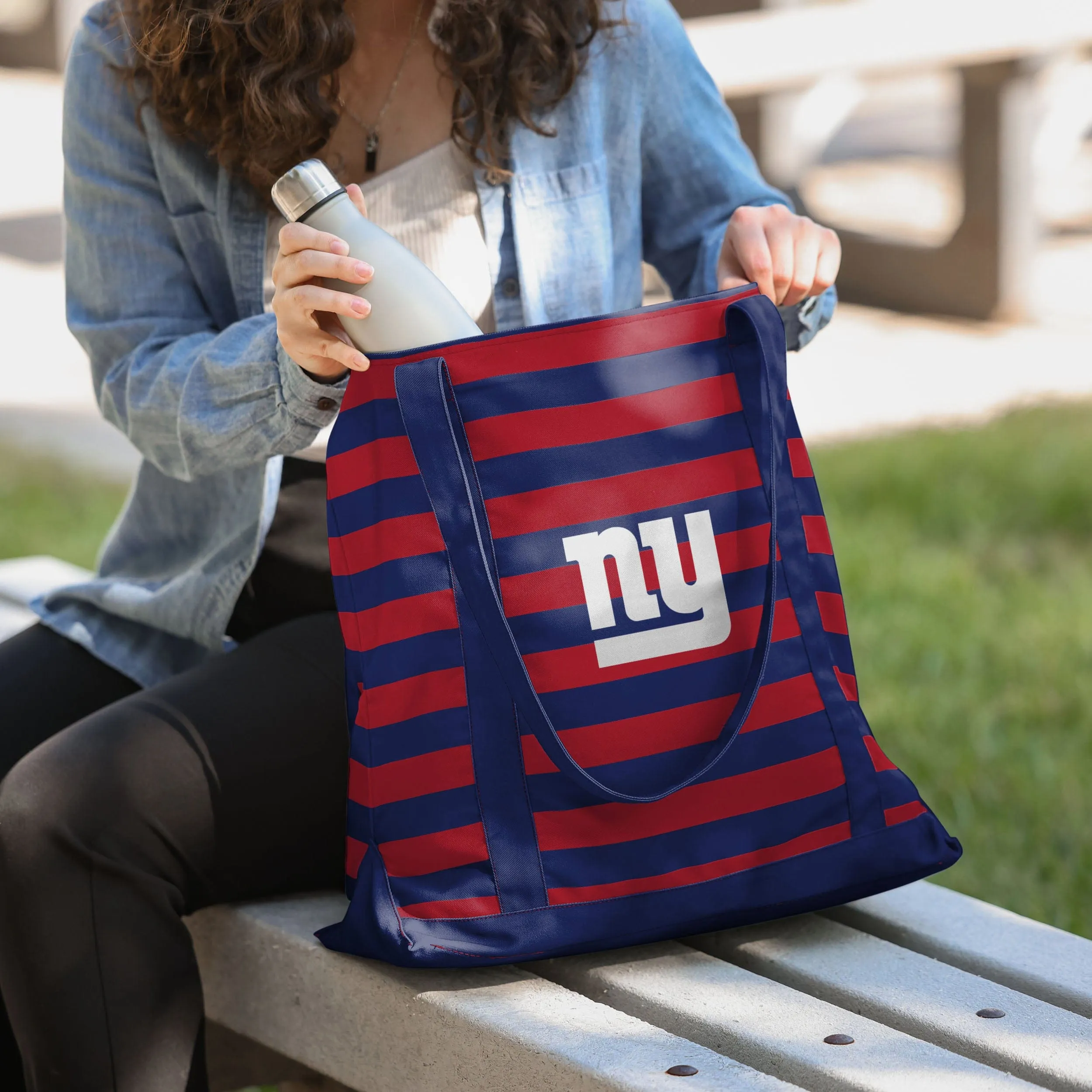 New York Giants Team Stripe Canvas Tote Bag