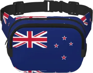 New Zealand Flag Print Square Workout Double Layer Waist Bag Trendy Pack for Men and Women Trendy Travel